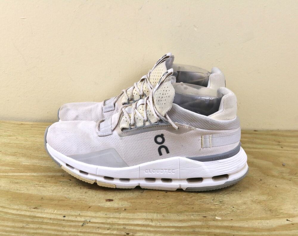 On Cloudnova 2 Womens 7 Beige White Sneakers Running Shoes